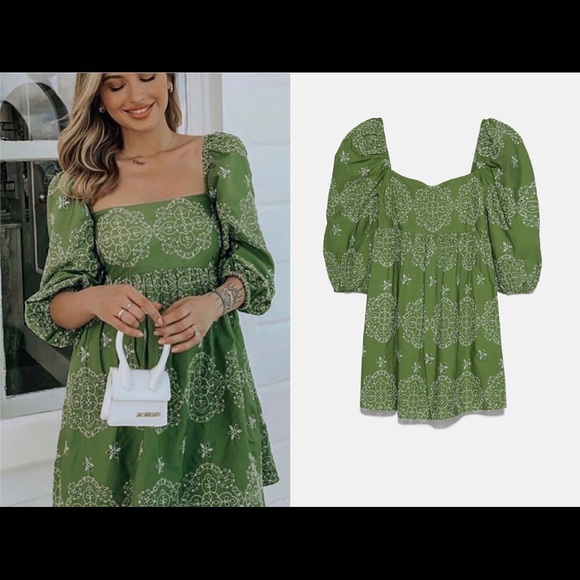 green emerald velvet dress Green Zara Double Layered Dress main image 1